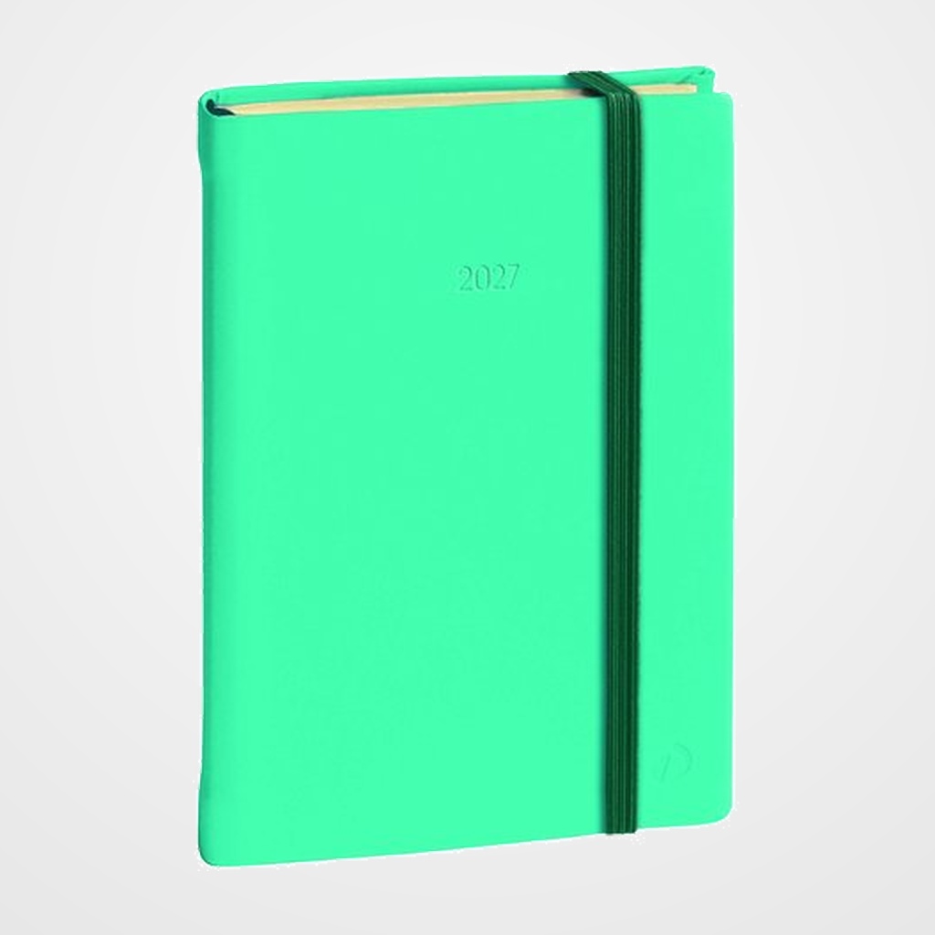 AGENDA ANUAL (2027) QUO VADIS DAILY 17 PRESTIGIO ML SILK COSIDA tapa DURA con GOMA 170x120 D/P TURQUESA