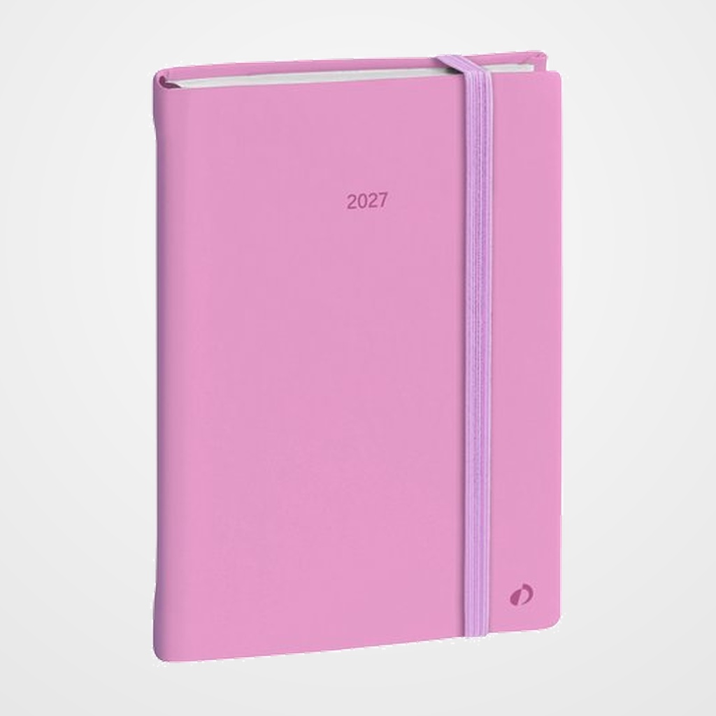 AGENDA ANUAL (2027) QUO VADIS DAILY 21 COLOR ML COSIDA tapa DURA con GOMA 150X210 D/P PASTEL ROSA