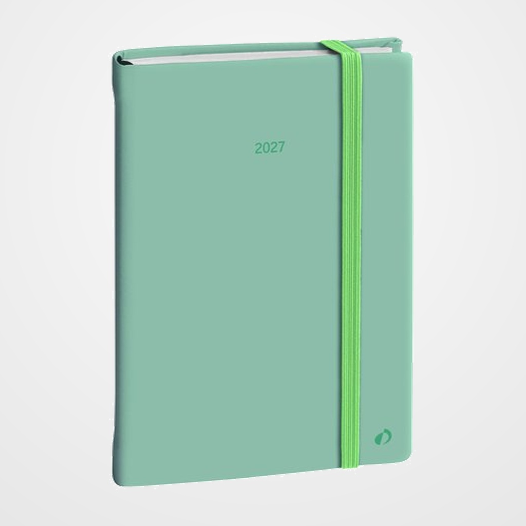 AGENDA ANUAL (2027) QUO VADIS DAILY 21 COLOR ML COSIDA tapa DURA con GOMA 150X210 D/P PASTEL VERDE