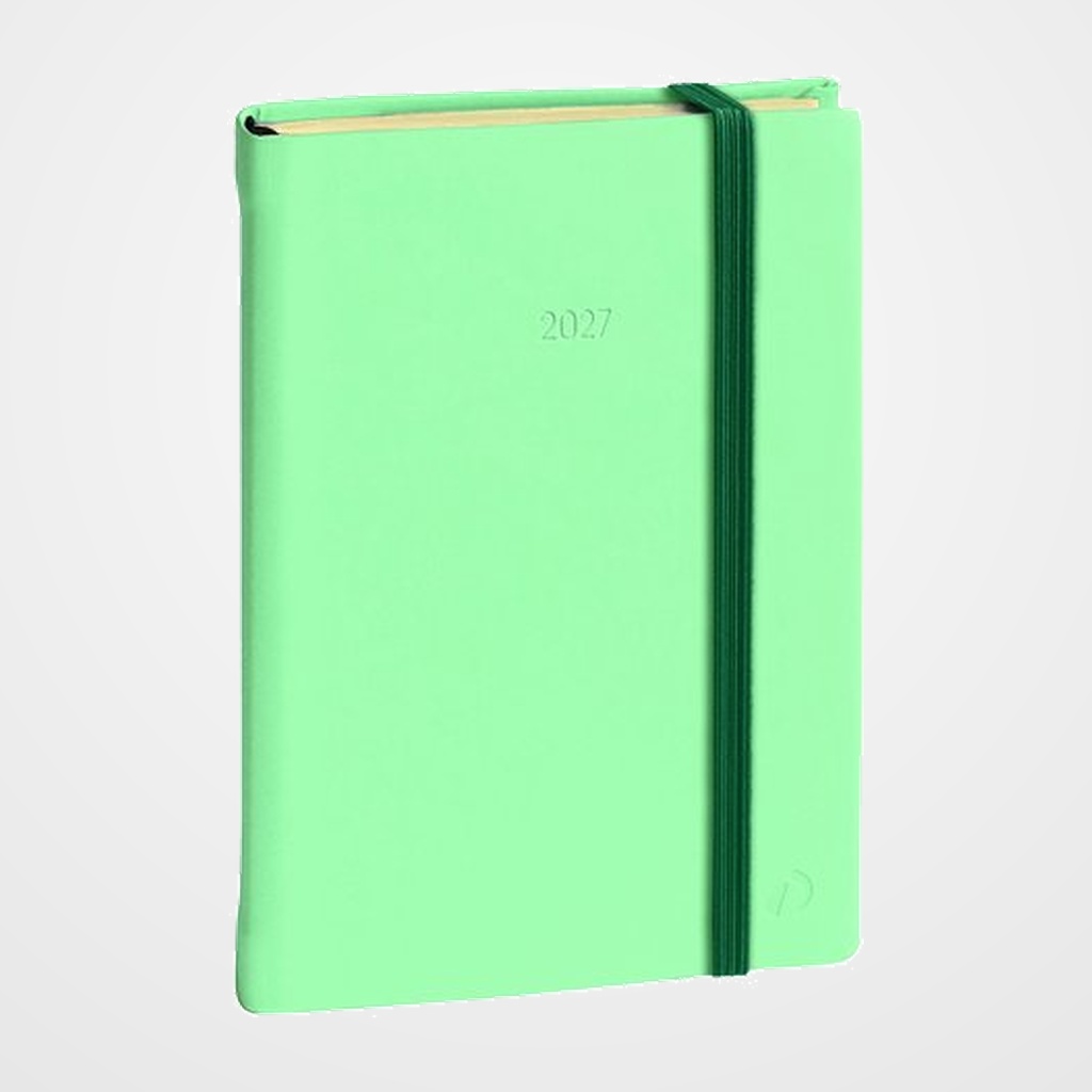 AGENDA ANUAL (2027) QUO VADIS DAILY 21 PRESTIGIO ML SILK COSIDA tapa DURA con GOMA 210x130 D/P VERDE MAR
