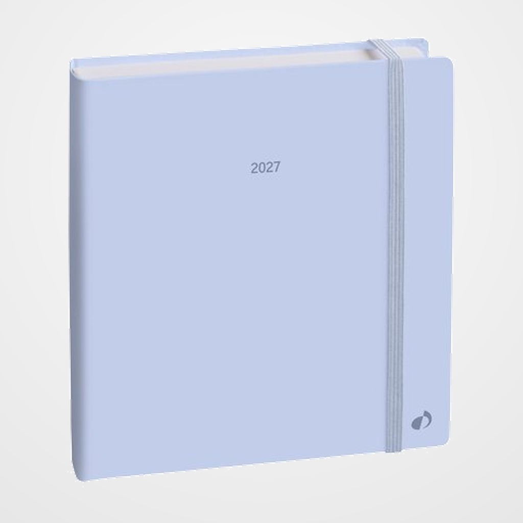 AGENDA ANUAL (2027) QUO VADIS EXECUTIF COLOR ML COSIDA tapa DURA con GOMA 160X160 S/V PASTEL AZUL