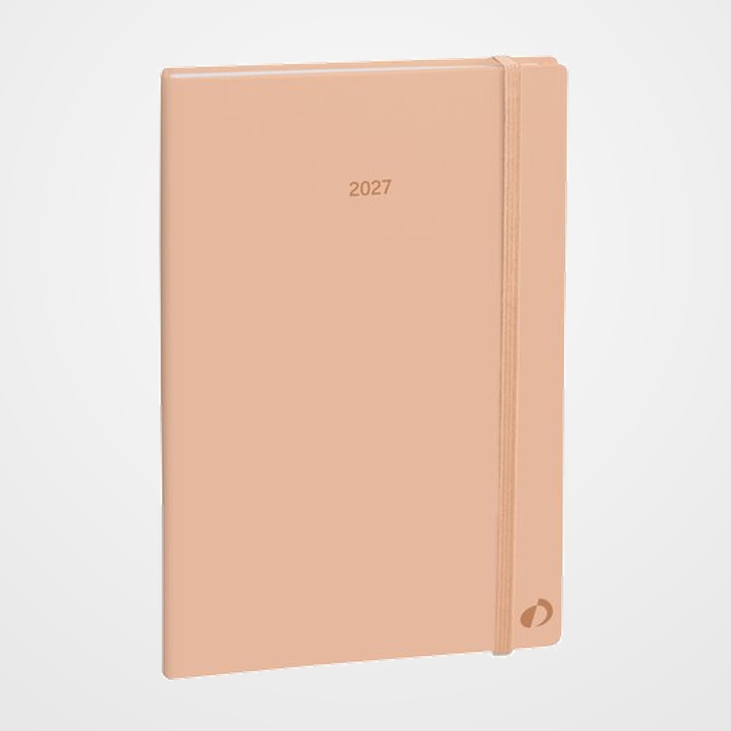 AGENDA ANUAL (2027) QUO VADIS MINISTRE COLOR ML COSIDA tapa DURA con GOMA 160X240 S/V PASTEL NARANJA