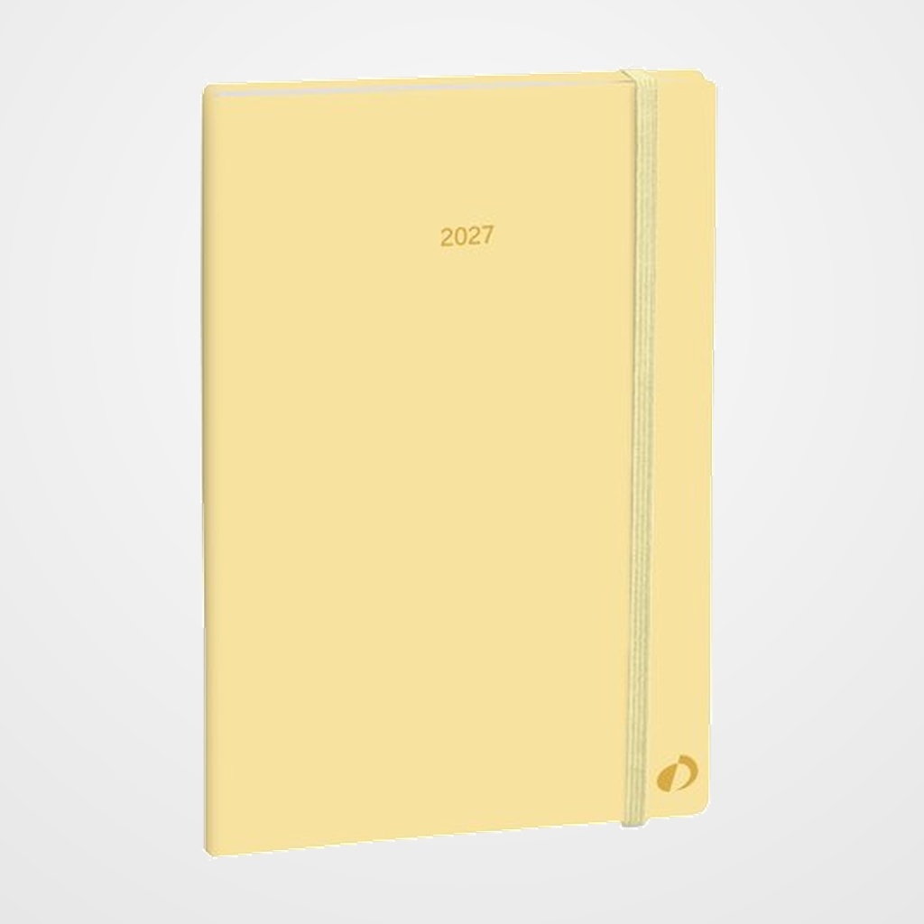 AGENDA ANUAL (2027) QUO VADIS MINISTRE COLOR ML COSIDA tapa DURA con GOMA 160X240 S/V PASTEL VAINILLA