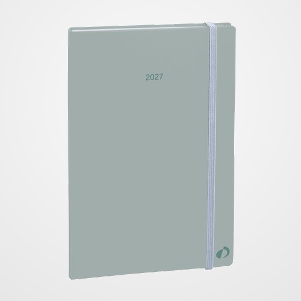 AGENDA ANUAL (2027) QUO VADIS MINISTRE COLOR ML COSIDA tapa DURA con GOMA 160X240 S/V PASTEL VERDE
