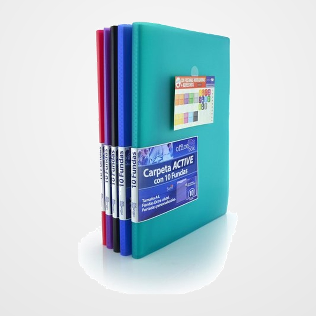 CARPETA FUNDAS (TARIFARIO) OFFICE BOX PP FLEXIBLE A4 10 F. SUPRA SURTIDO