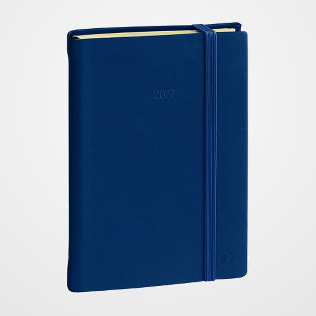 AGENDA ANUAL (2027) QUO VADIS PRESIDENT PRESTIGIO ML SILK SOBRECUBIERTA COSIDA tapa SIMIL PIEL 210x270 S/V 2 PAG. AZUL MARINO