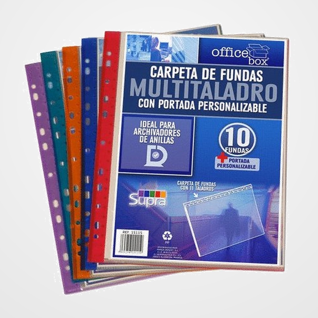 CARPETA FUNDAS (TARIFARIO) OFFICE BOX PP MULTITALADRO A4 10 F. SUPRA SURTIDO