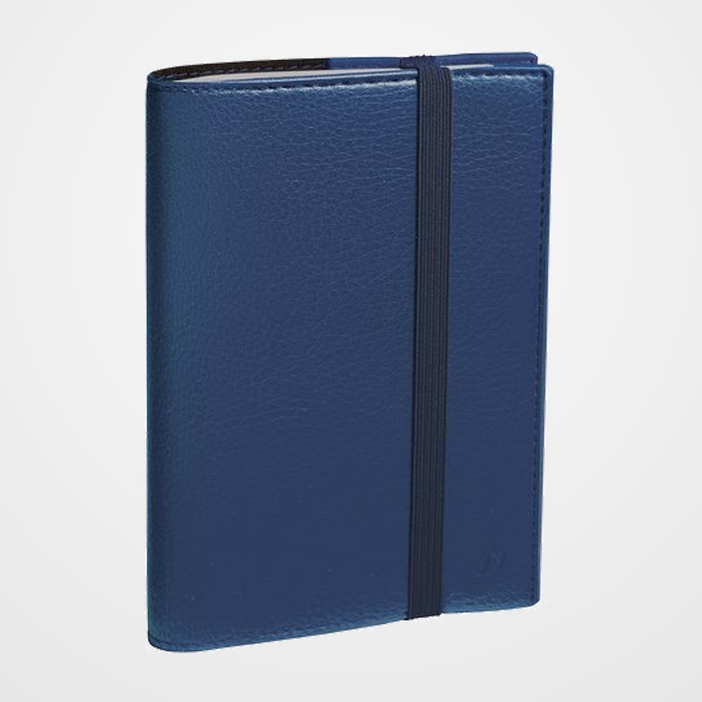 AGENDA ANUAL (2027) QUO VADIS TIME&LIFE POCKET ML SOBRECUBIERTA WIRE-O tapa SIMIL PIEL CON GOMA 100x150 S/V 2 PAG. AZUL METALIZADO