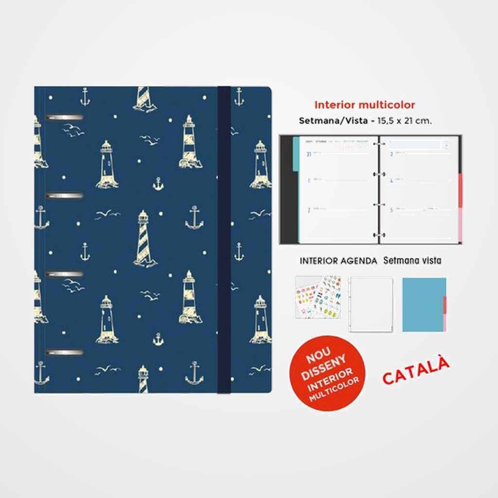 AGENDA ANUAL (2027) SENFORT CATALAN DECORADA ANELLES tapa EXTRA con GOMA 155x210 S/V FAR