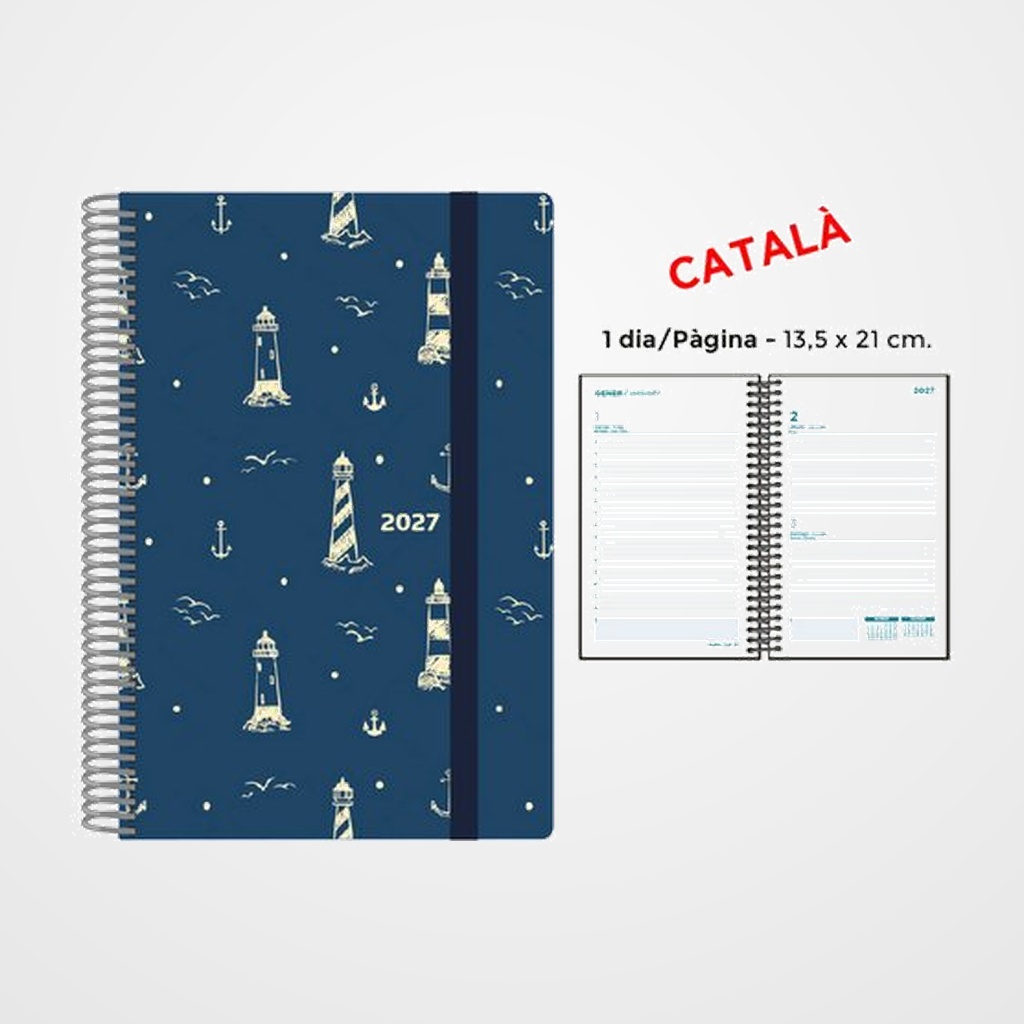 AGENDA ANUAL (2027) SENFORT CATALAN DECORADA ESPIRAL tapa PP con GOMA 135x210 D/P FAR
