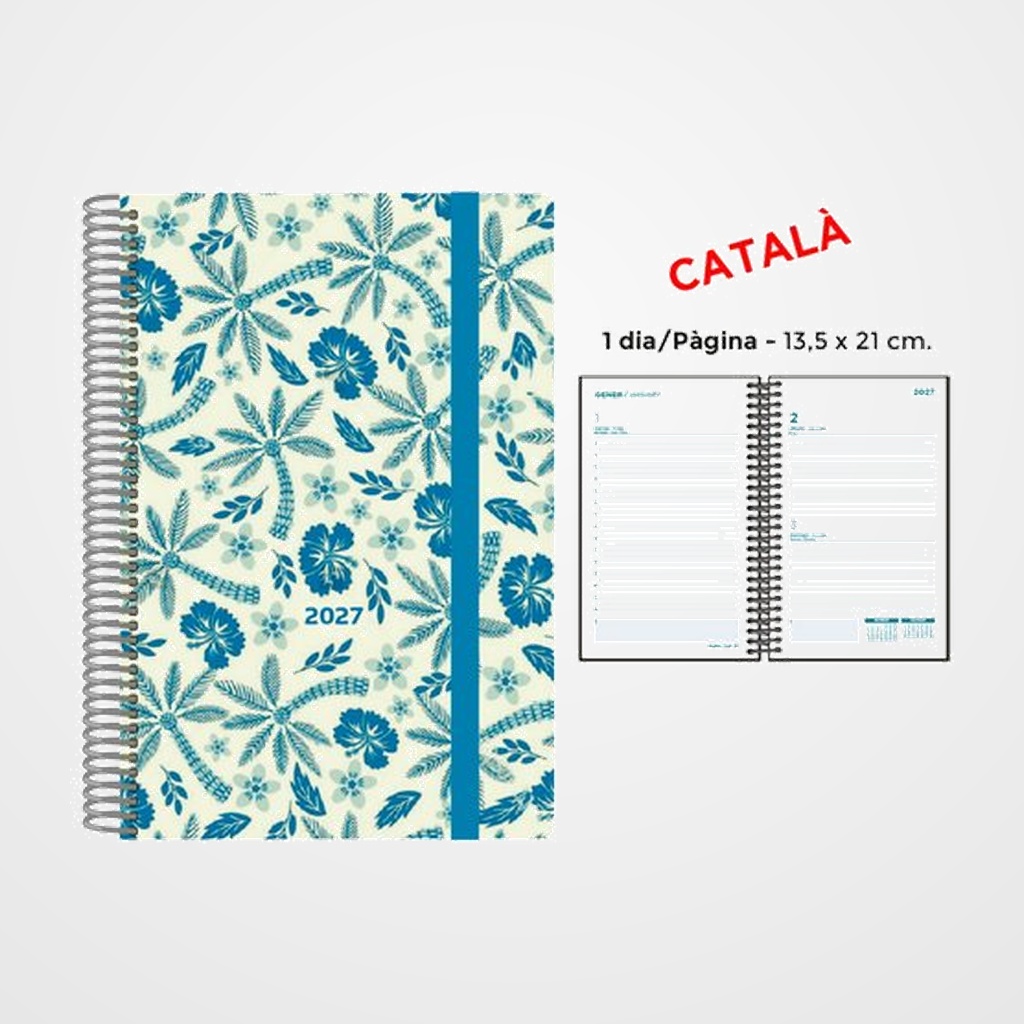 AGENDA ANUAL (2027) SENFORT CATALAN DECORADA ESPIRAL tapa PP con GOMA 135x210 D/P PALMERES BLAU