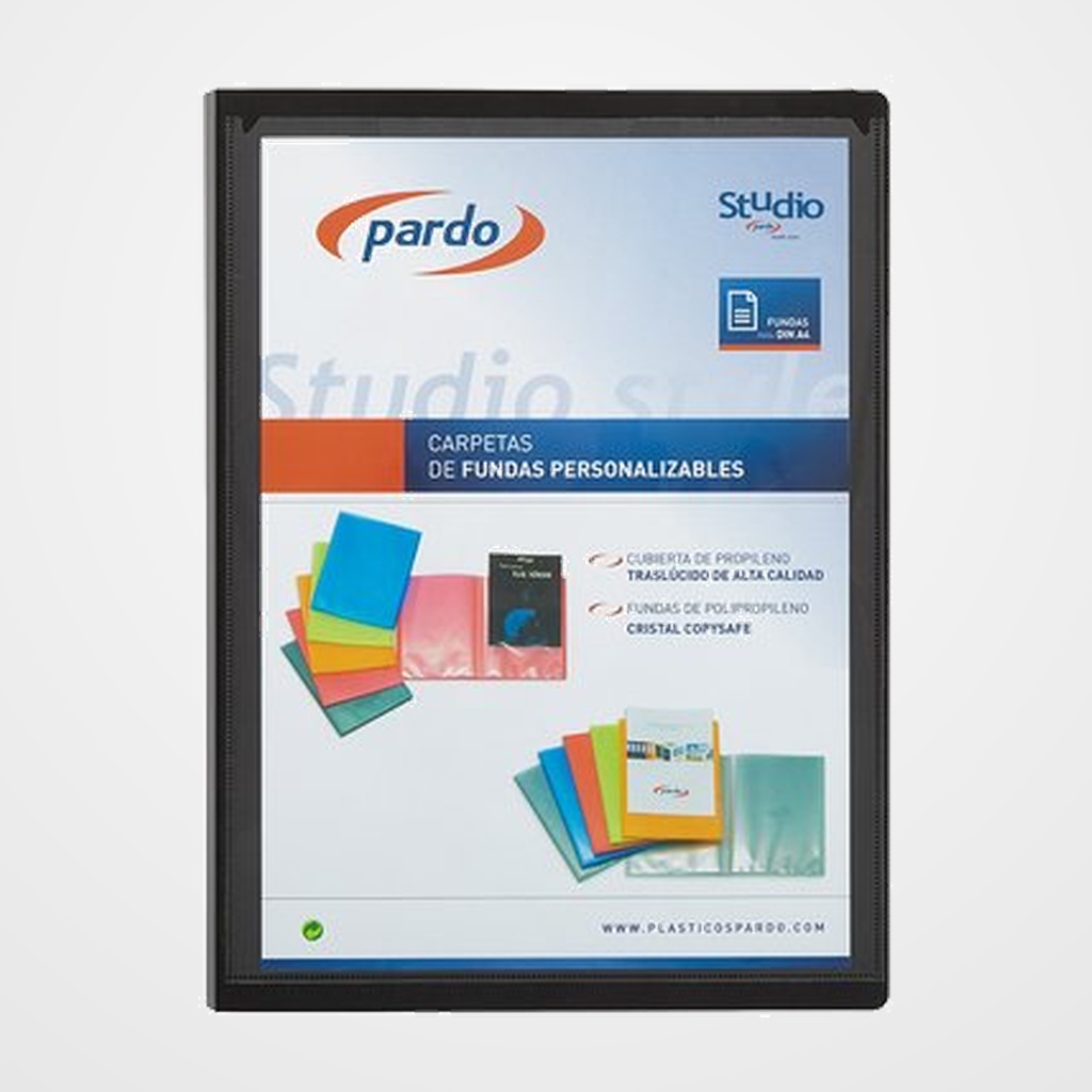 CARPETA FUNDAS (TARIFARIO) PARDO STUDIO STYLE PERSONALIZABLE PP A4 10 F. NEGRO