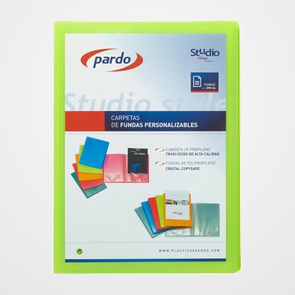 CARPETA FUNDAS (TARIFARIO) PARDO STUDIO STYLE PERSONALIZABLE PP A4 10 F. VERDE