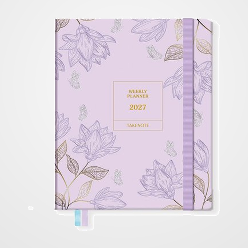 AGENDA ANUAL (2027) TAKENOTE AMELIA COSIDA tapa FLEXIBLE con GOMA A5 165x205 S/V
