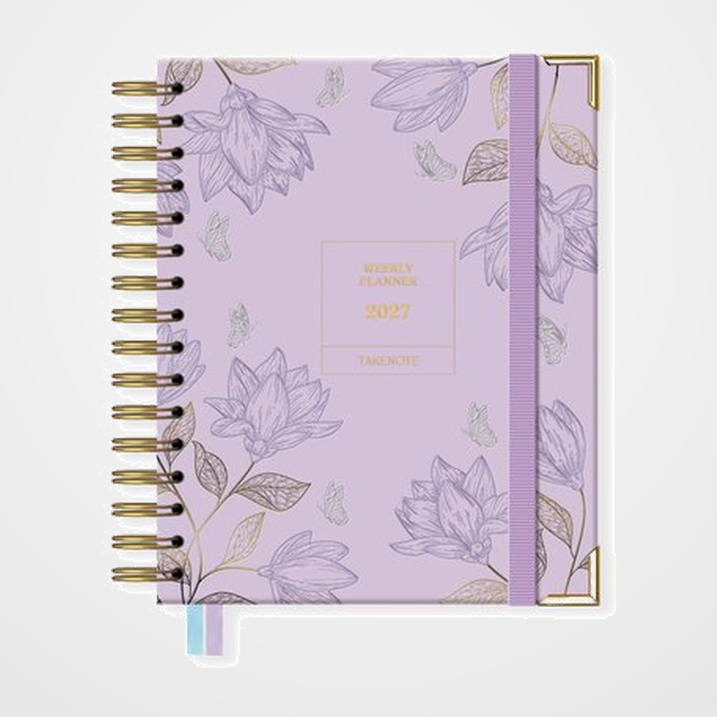 AGENDA ANUAL (2027) TAKENOTE AMELIA WIRE-O tapa EXTRA con GOMA A5 165x205 S/V