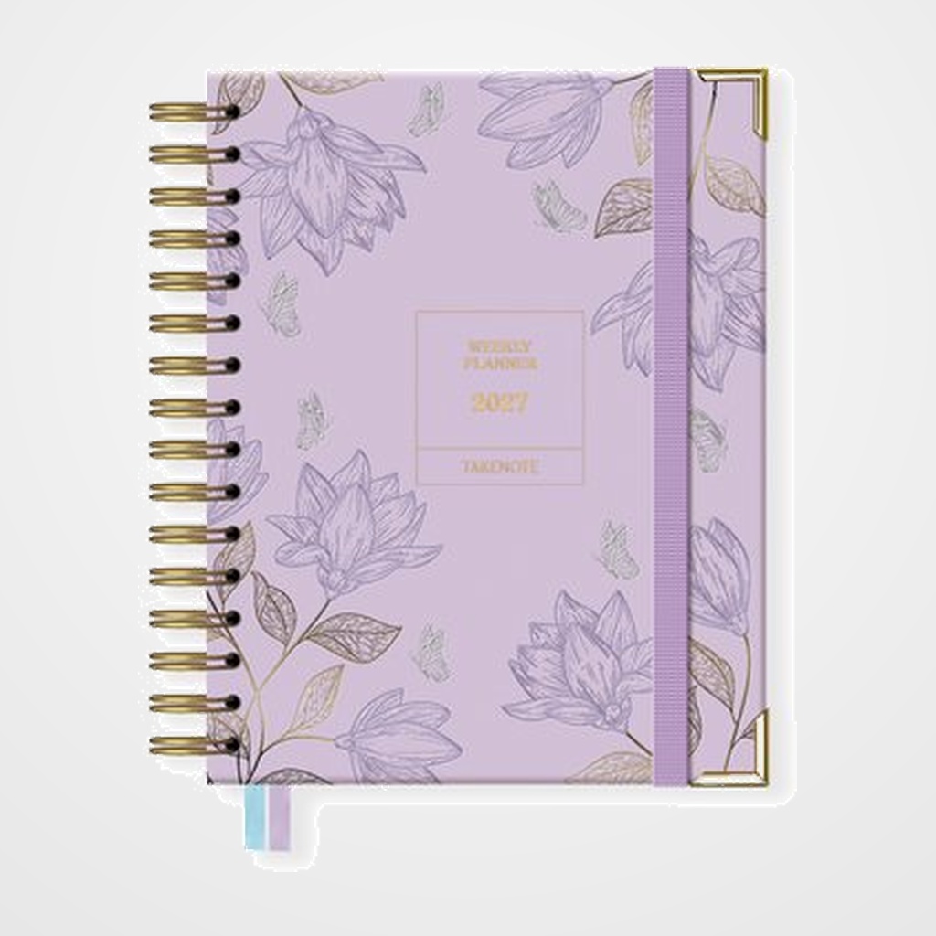 AGENDA ANUAL (2027) TAKENOTE AMELIA WIRE-O tapa EXTRA con GOMA A6 135x180 S/V
