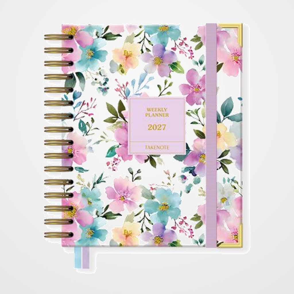 AGENDA ANUAL (2027) TAKENOTE NOA WIRE-O tapa EXTRA con GOMA A5 165x205 S/V