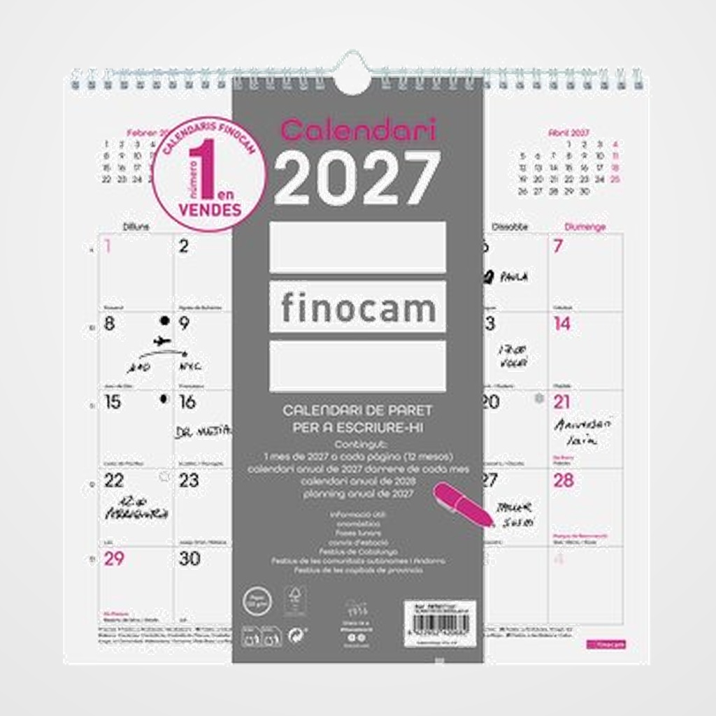 CALENDARI (2027) CATALAN FINOCAM PARET CHIC MENSUAL PER ESCRIURE 300x300 BLANC