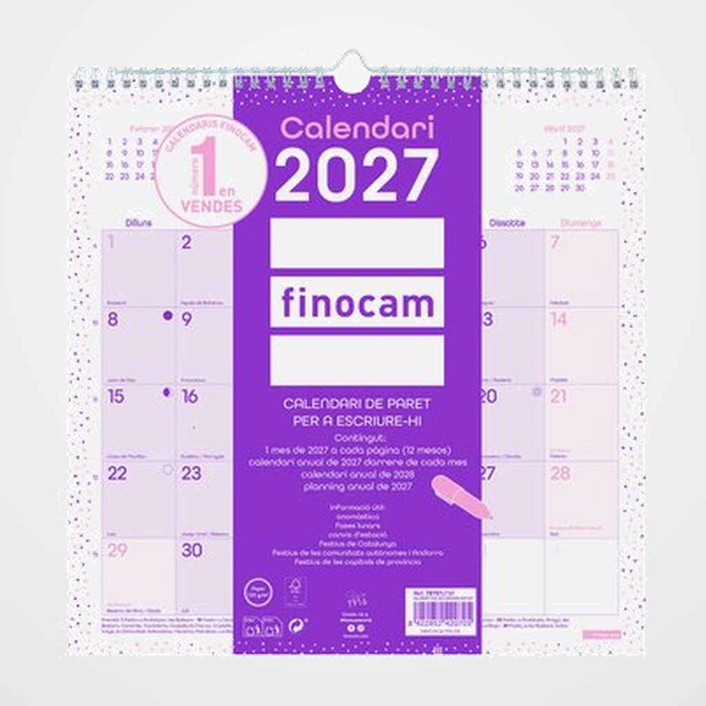CALENDARI (2027) CATALAN FINOCAM PARET CHIC MENSUAL PER ESCRIURE 300x300 MORADO