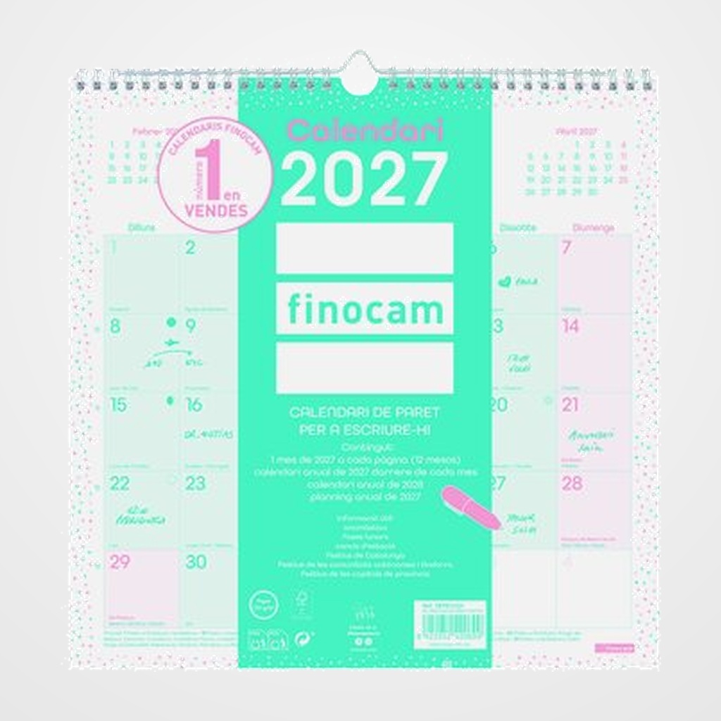 CALENDARI (2027) CATALAN FINOCAM PARET CHIC MENSUAL PER ESCRIURE 300x300 TURQUESA