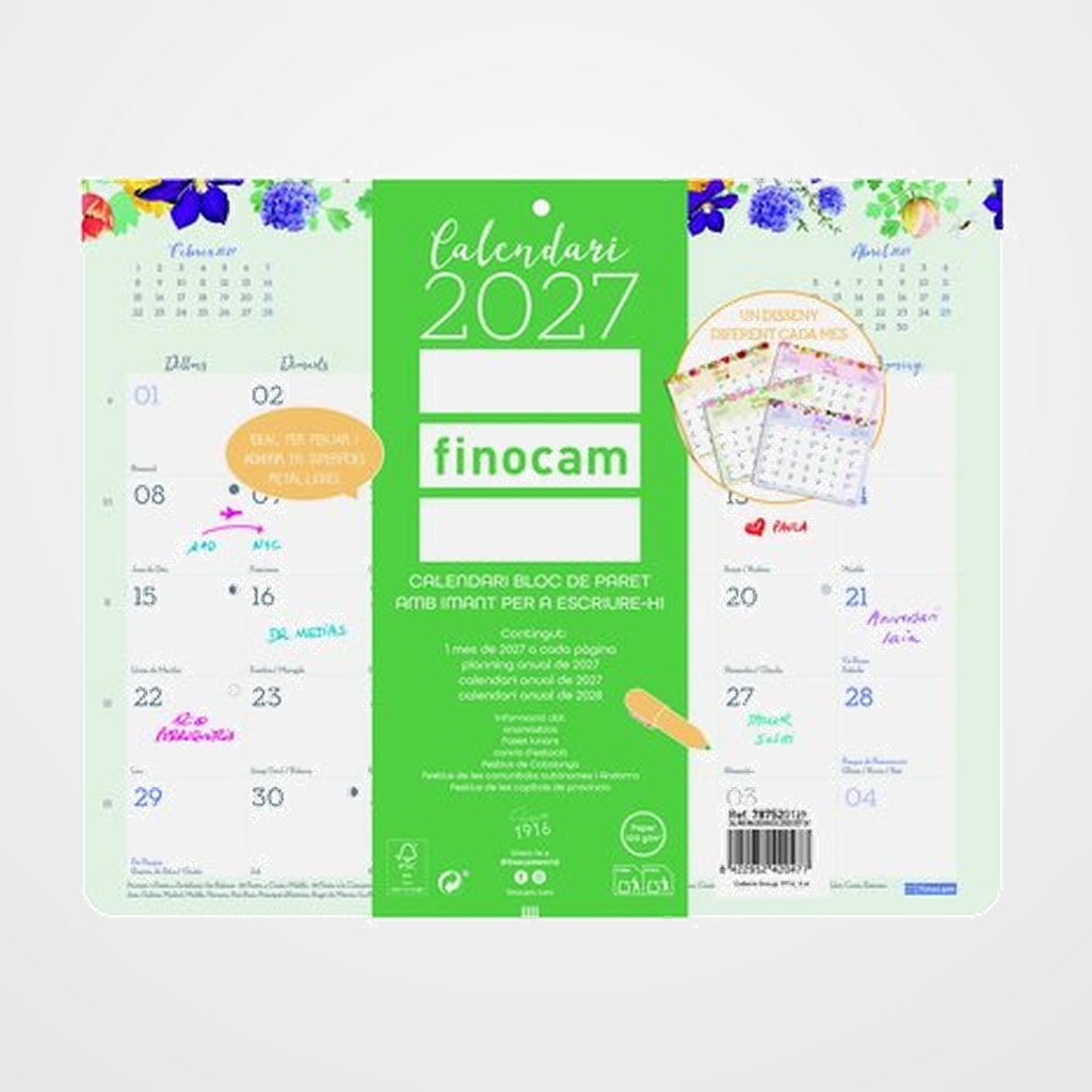CALENDARI (2027) CATALAN FINOCAM PARET DESIGN BLOC IMAN MENSUAL PER ESCRIURE 250x200