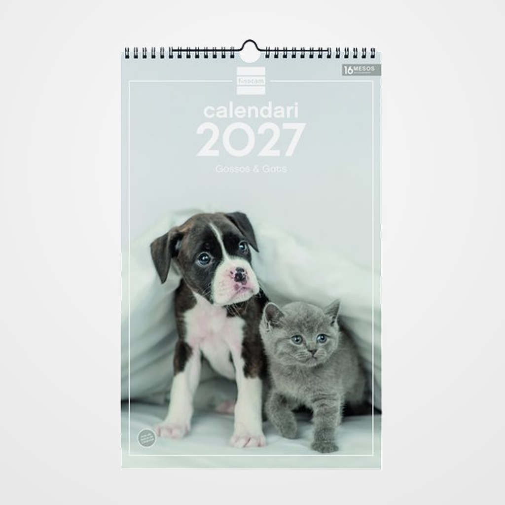 CALENDARI (2027) CATALAN FINOCAM PARET ESPIRAL IMATGES MENSUAL PER ESCRIURE 250x400 GOSSOS I GATS