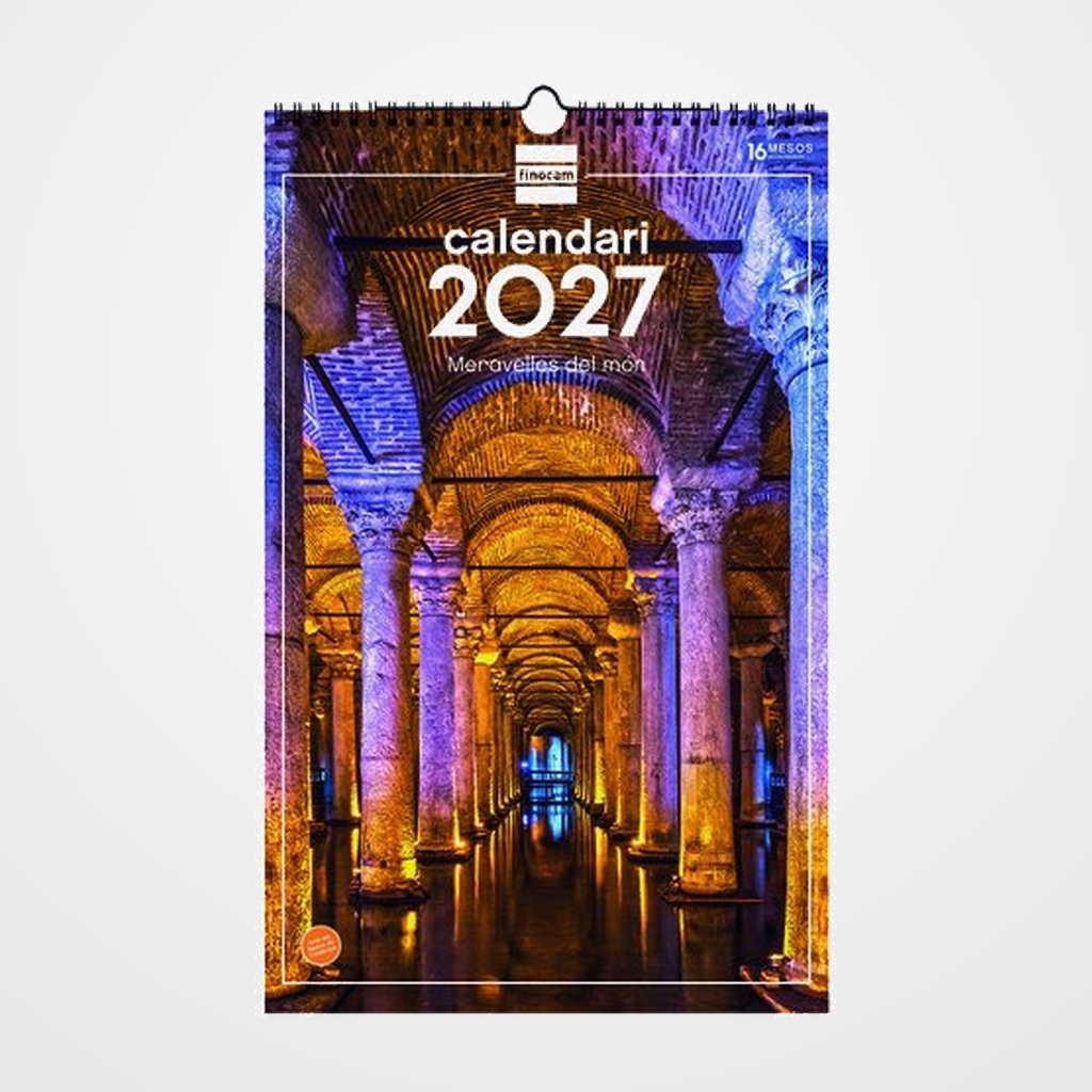 CALENDARI (2027) CATALAN FINOCAM PARET ESPIRAL IMATGES MENSUAL PER ESCRIURE 250x400 MERAVELLES DEL MON