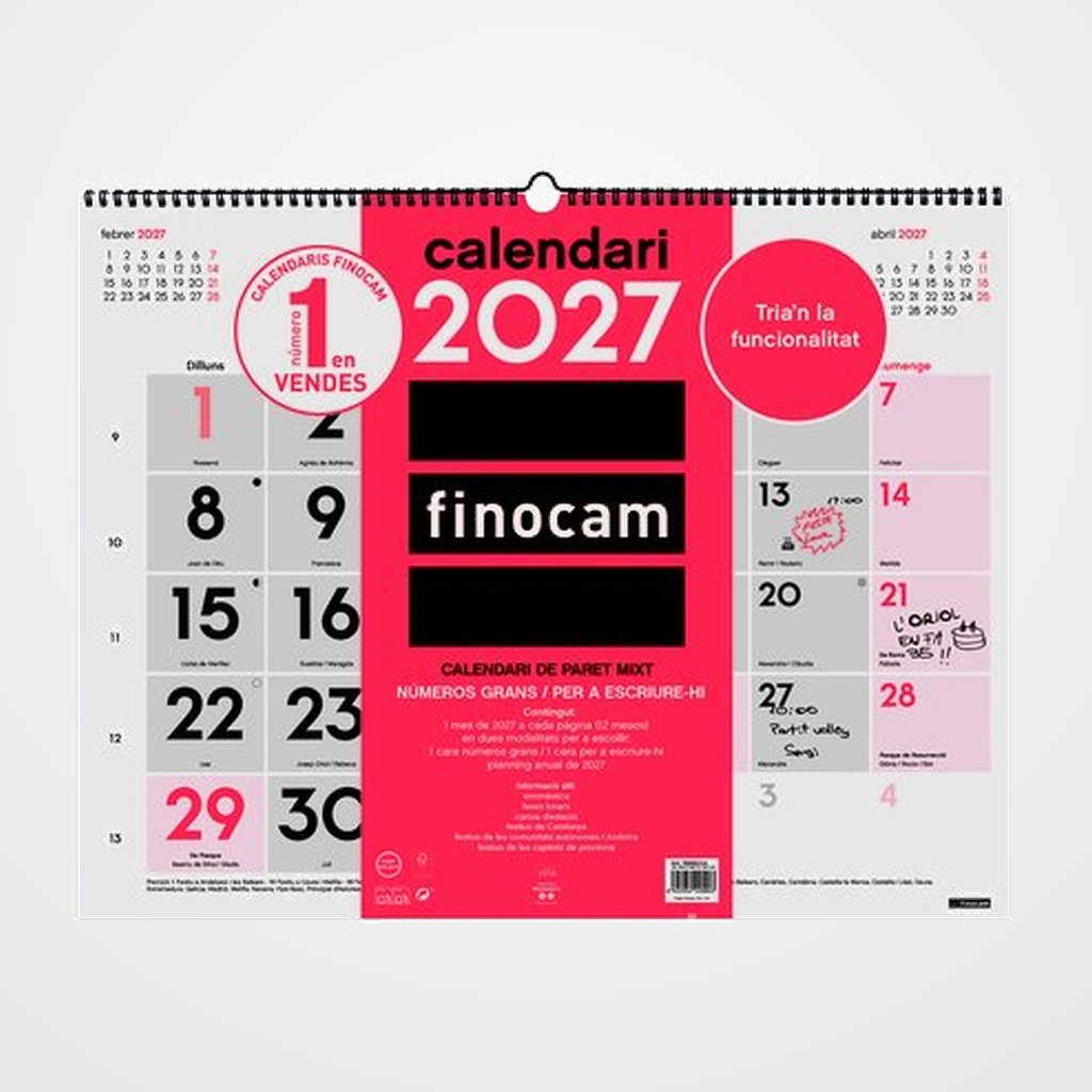 CALENDARI (2027) CATALAN FINOCAM PARET MENSUAL MIXT XL 540x420