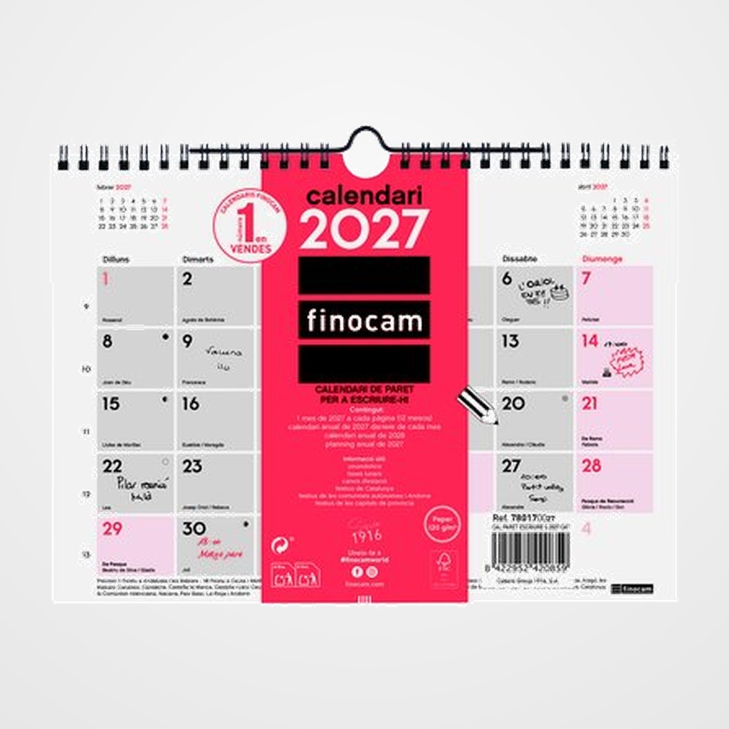 CALENDARI (2027) CATALAN FINOCAM PARET MENSUAL PER ESCRIURE S 210x150