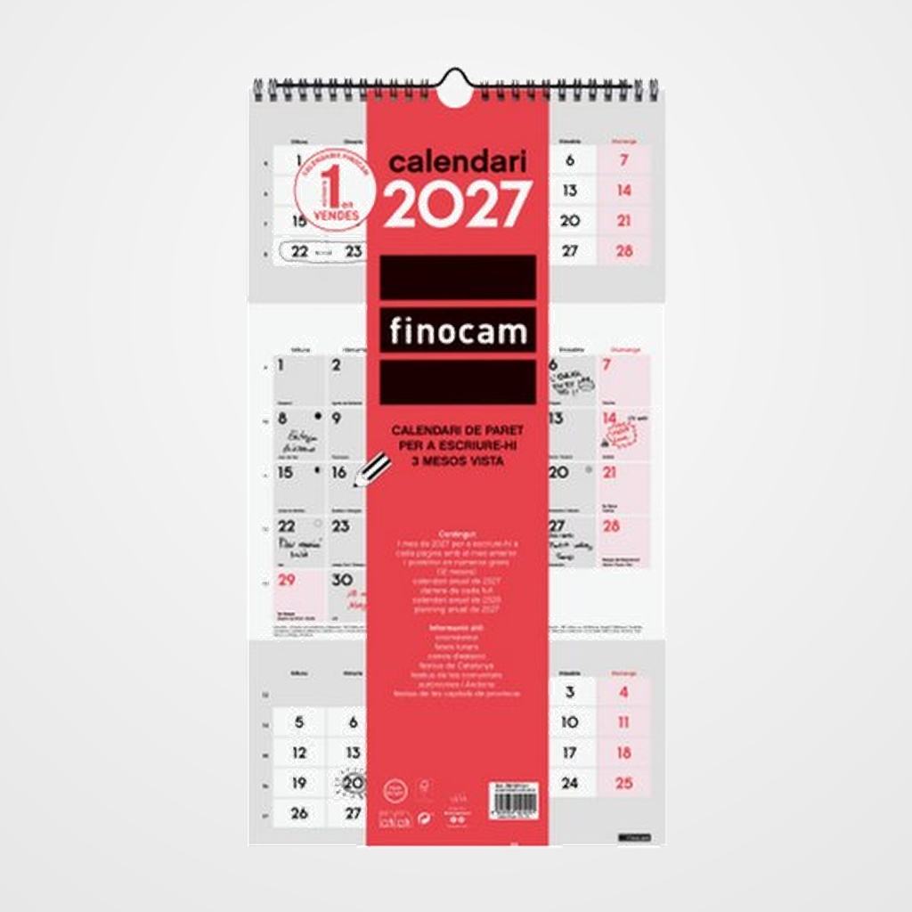 CALENDARI (2027) CATALAN FINOCAM PARET 3 MENSES VISTA PER ESCRIURE LLARG 236x430