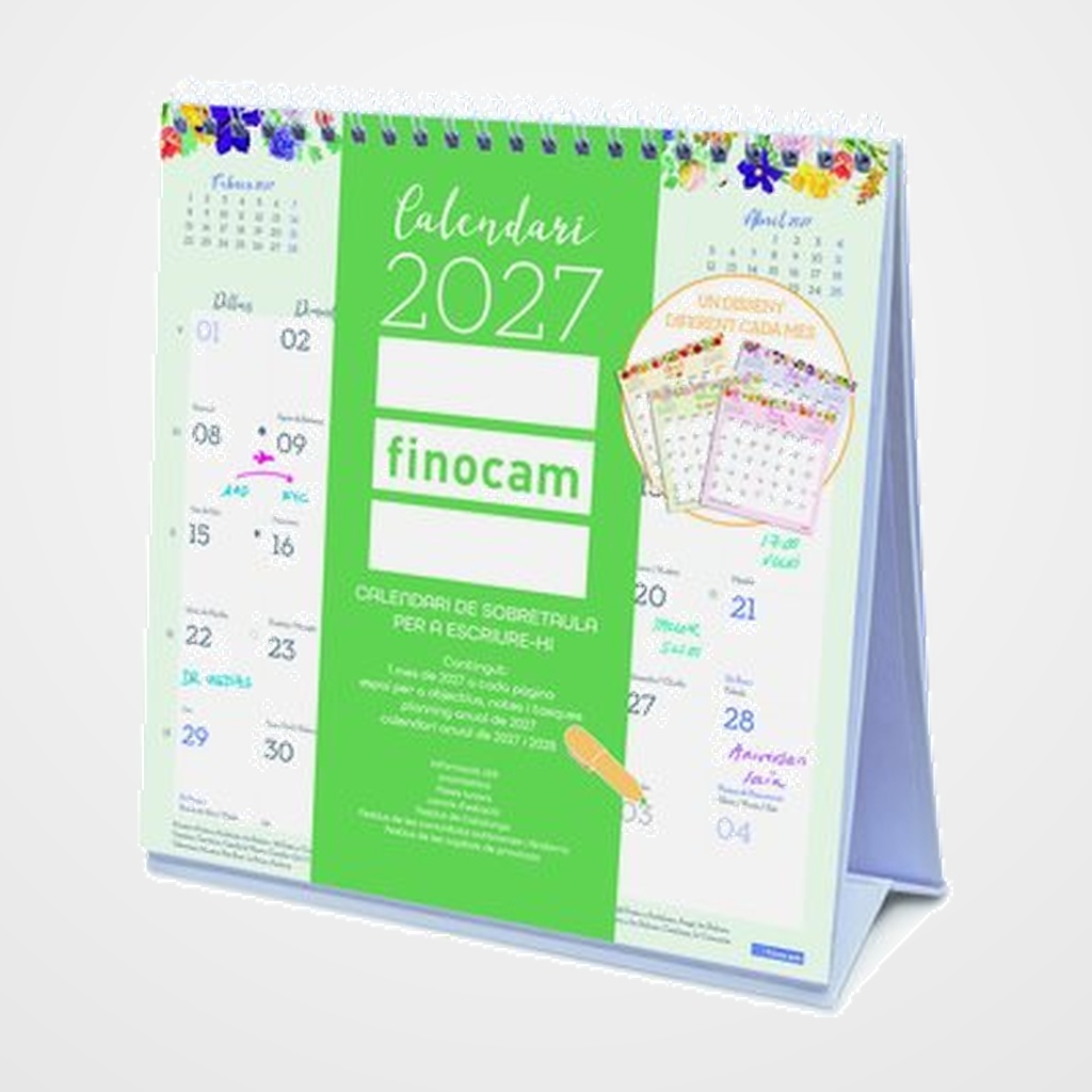 CALENDARI (2027) CATALAN FINOCAM SOBRETAULA TRIANGULAR DESIGN MENSUAL 243x190