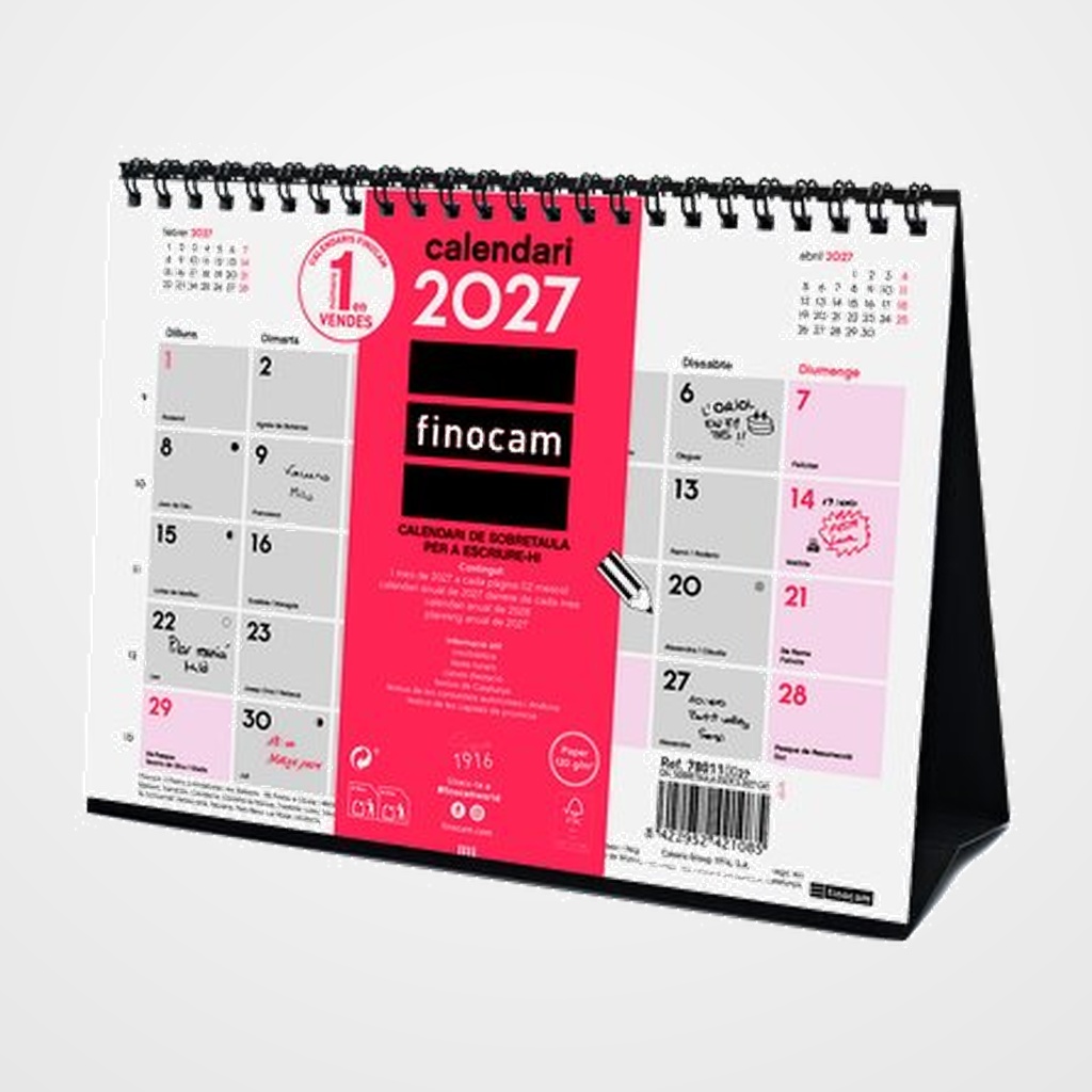 CALENDARI (2027) CATALAN FINOCAM SOBRETAULA TRIANGULAR MENSUAL PER ESCRIURE S 210x150