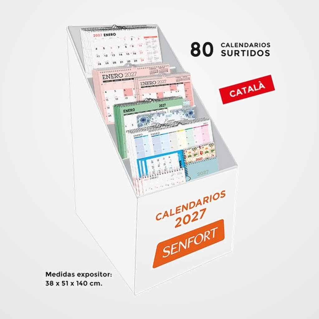 CALENDARI (2027) CATALAN SENFORT MENSUAL ASSORTIMENT EXPOSITOR DE PEU DE 80