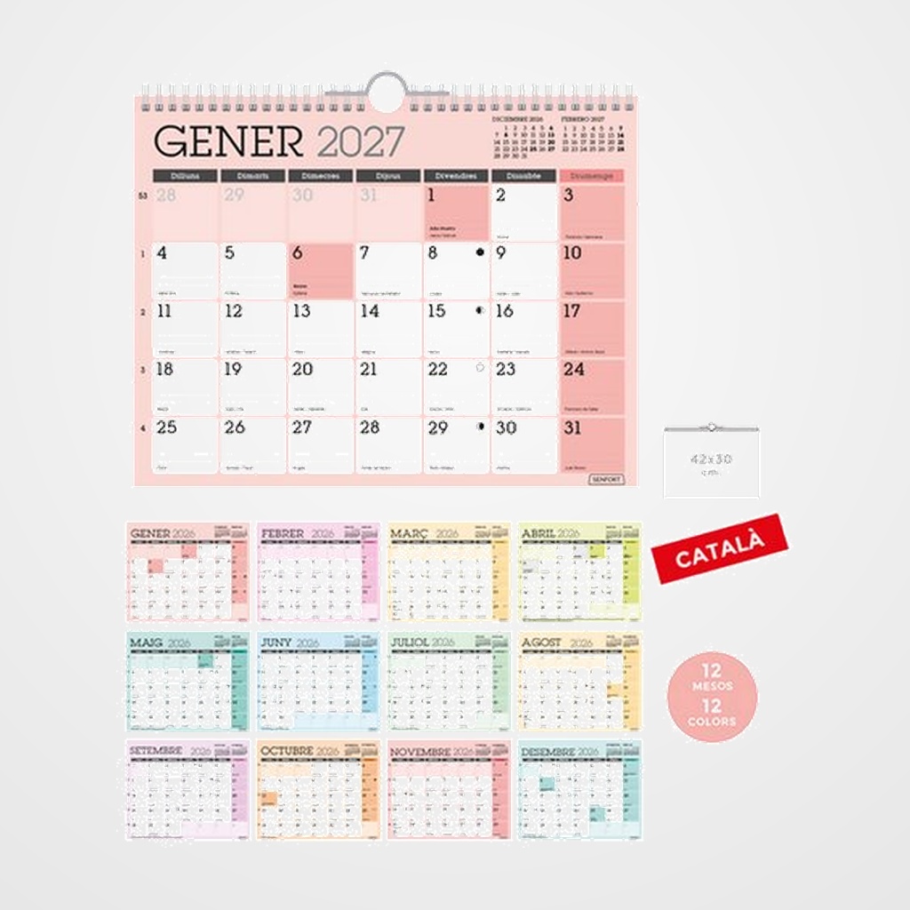 CALENDARI (2027) CATALAN SENFORT PARET CLASSIC MENSUAL PER ESCRIURE 420x300