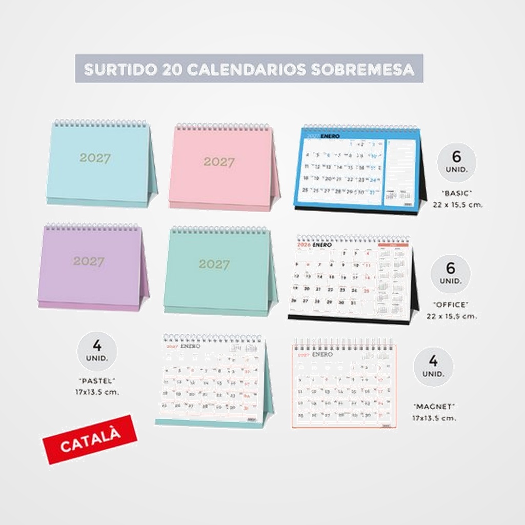 CALENDARI (2027) CATALAN SENFORT SOBRETAULA/MAGNET MENSUAL ASSORTIMENT DE 20