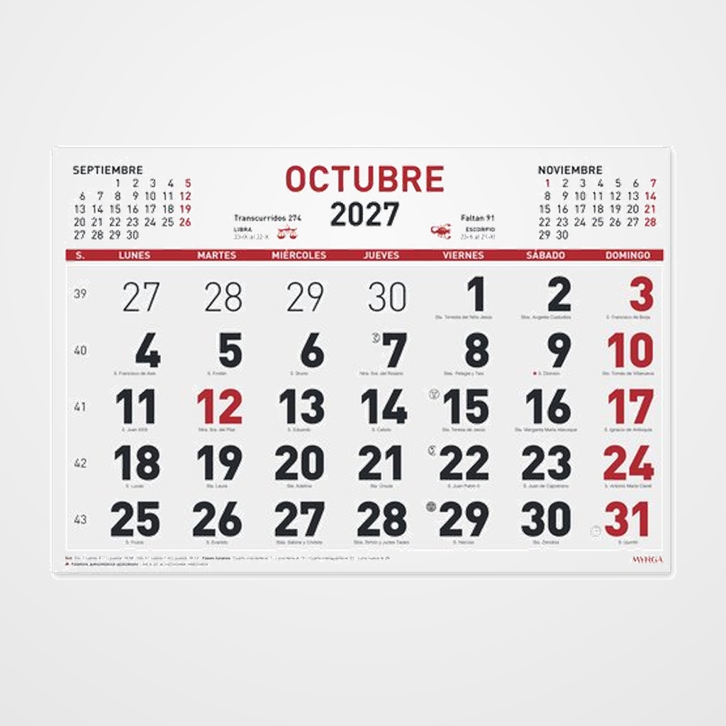 CALENDARIO (2027) FALDILLA MYRGA MENSUAL 300x210