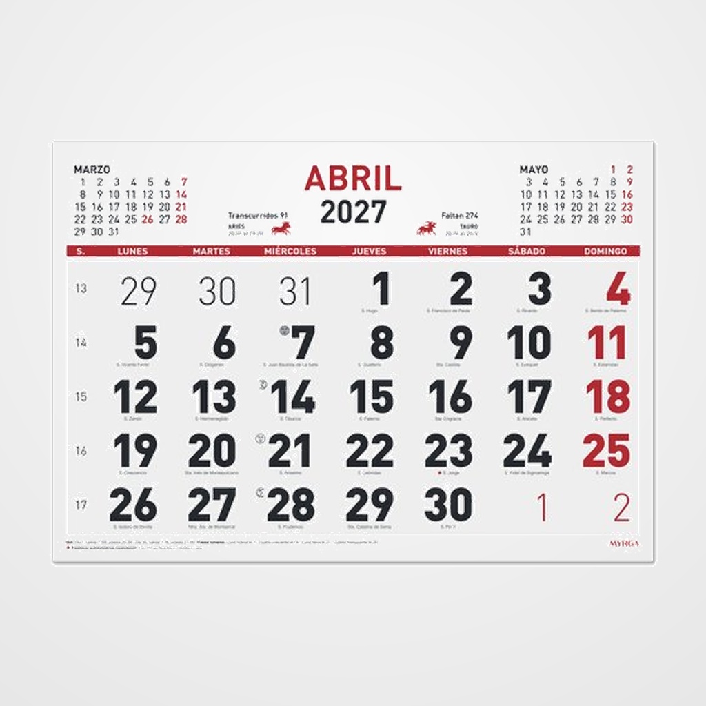 CALENDARIO (2027) FALDILLA MYRGA MENSUAL 430x310