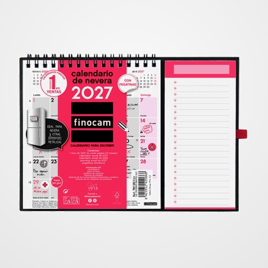 CALENDARIO (2027) FINOCAM IMAN MENSUAL PARA ESCRIBIR XS 140x150