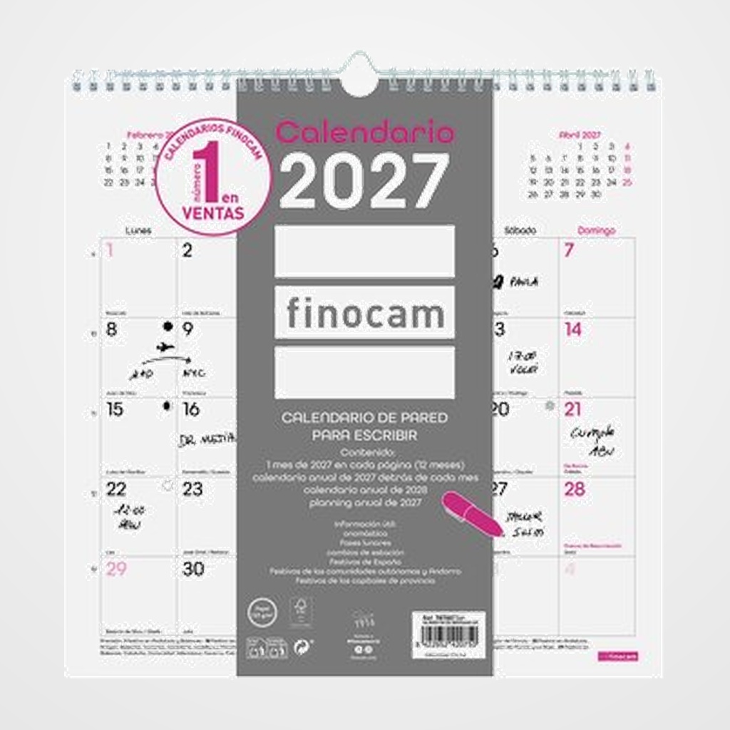 CALENDARIO (2027) FINOCAM PARED CHIC MENSUAL PARA ESCRIBIR 300x300 BLANCO