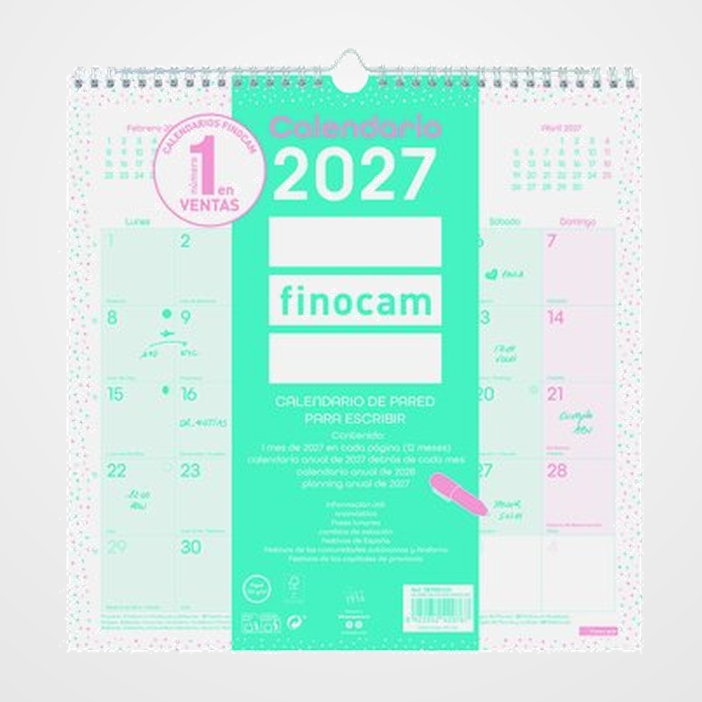 CALENDARIO (2027) FINOCAM PARED CHIC MENSUAL PARA ESCRIBIR 300x300 TURQUESA