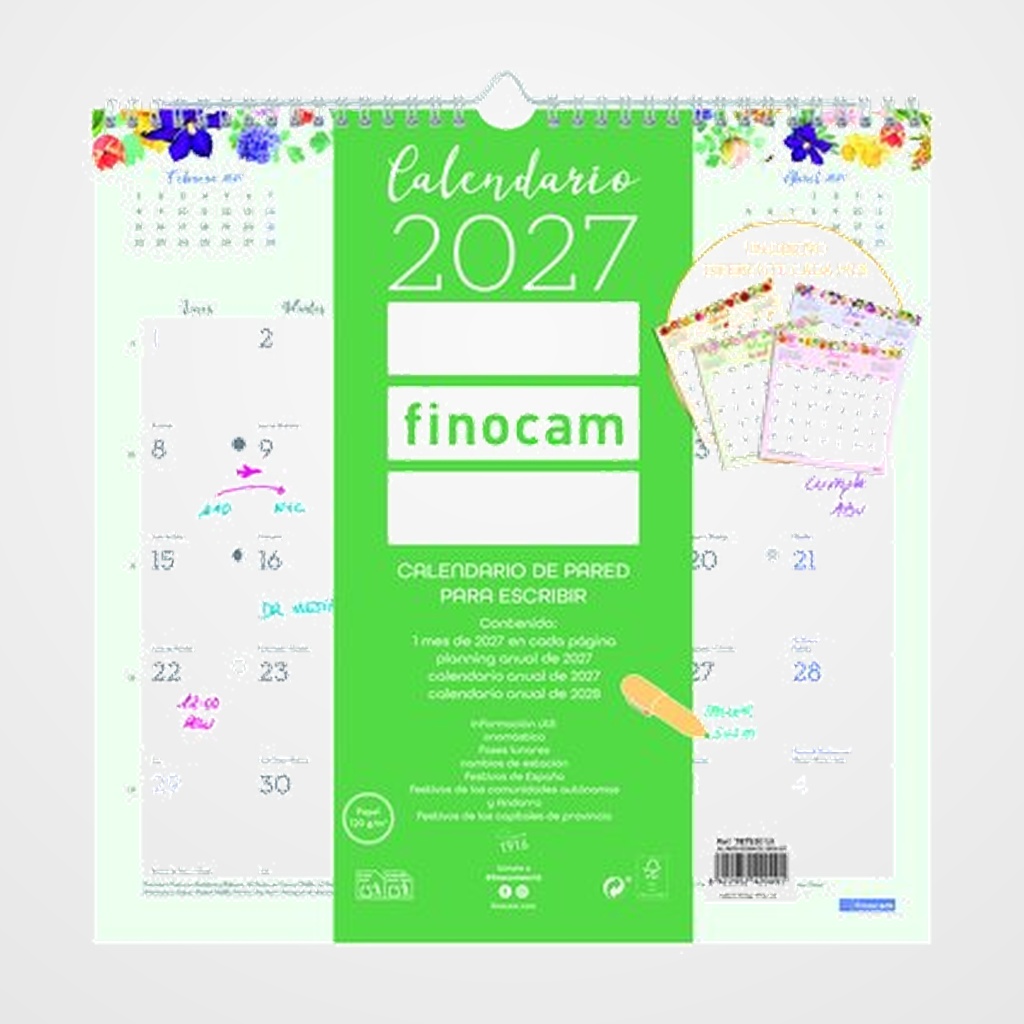 CALENDARIO (2027) FINOCAM PARED DESIGN MENSUAL PARA ESCRIBIR 300x300