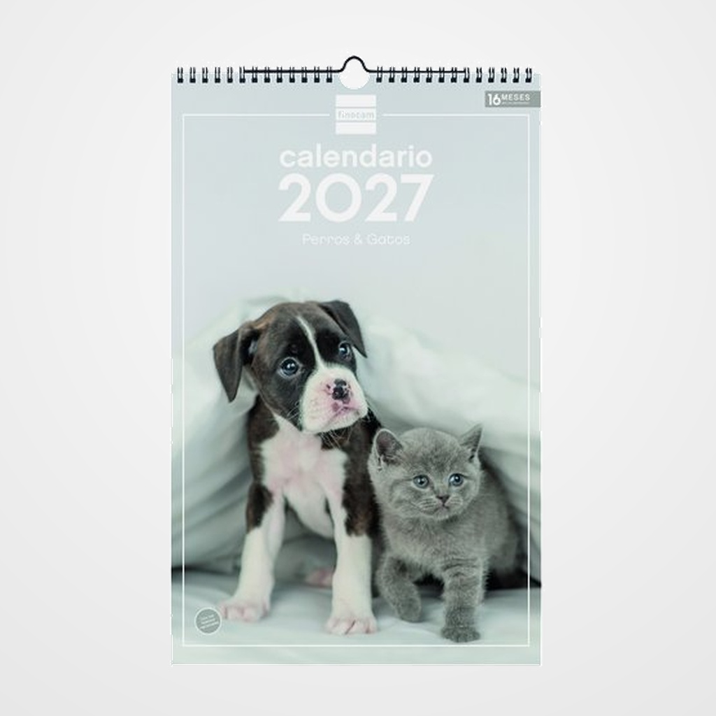 CALENDARIO (2027) FINOCAM PARED ESPIRAL IMAGENES MENSUAL PARA ESCRIBIR 250x400 PERROS Y GATOS