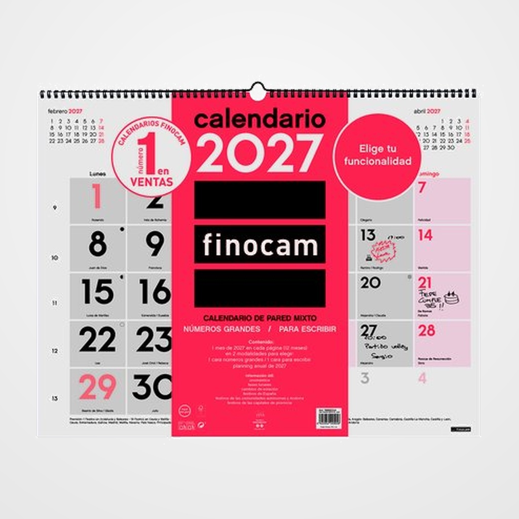 CALENDARIO (2027) FINOCAM PARED MENSUAL MIXTO XL 540x420