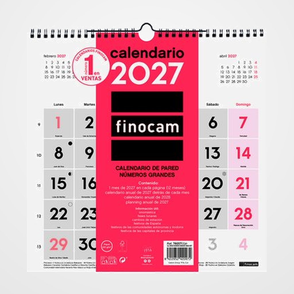 CALENDARIO (2027) FINOCAM PARED MENSUAL NUMEROS GRANDES 300x300
