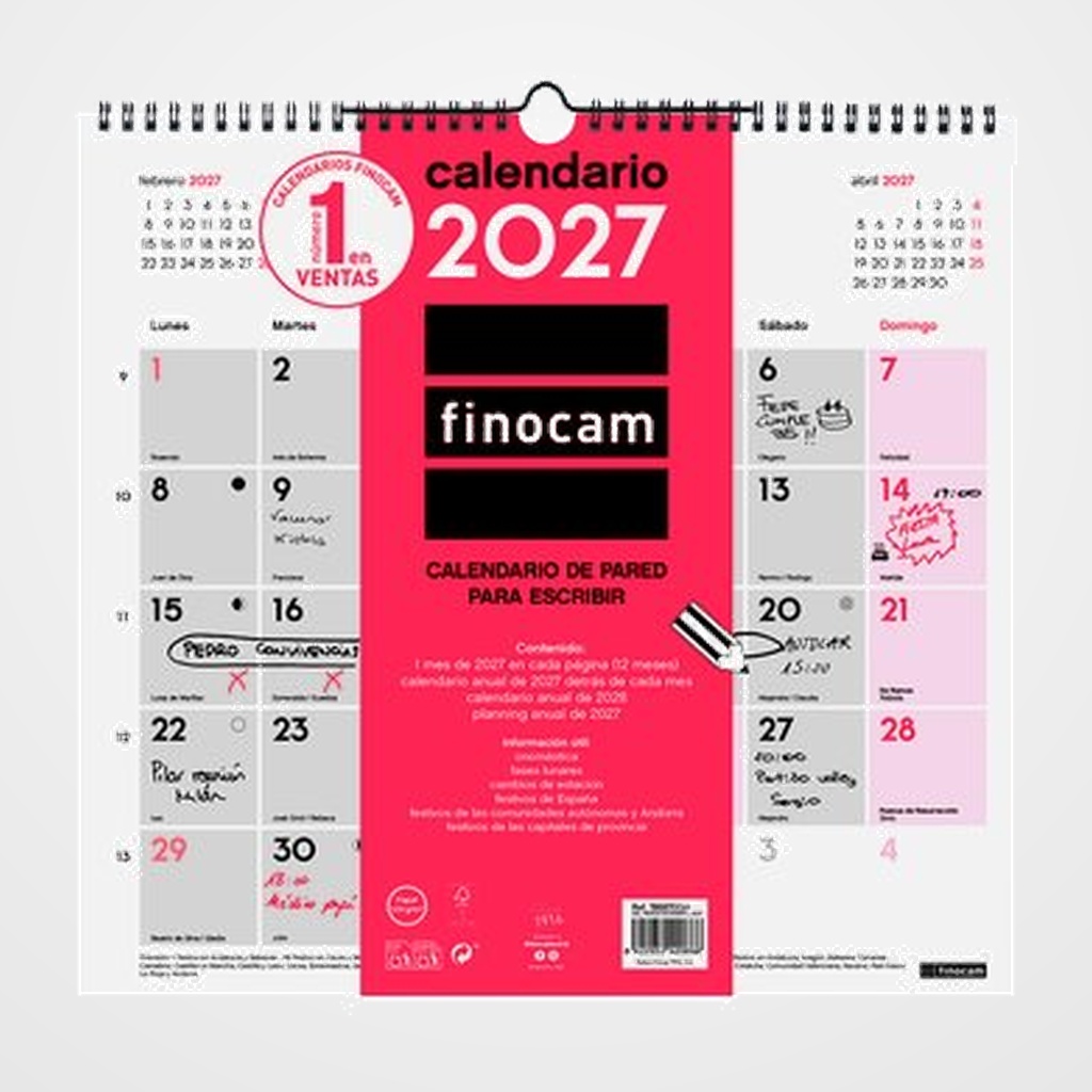 CALENDARIO (2027) FINOCAM PARED MENSUAL PARA ESCRIBIR L 340x320