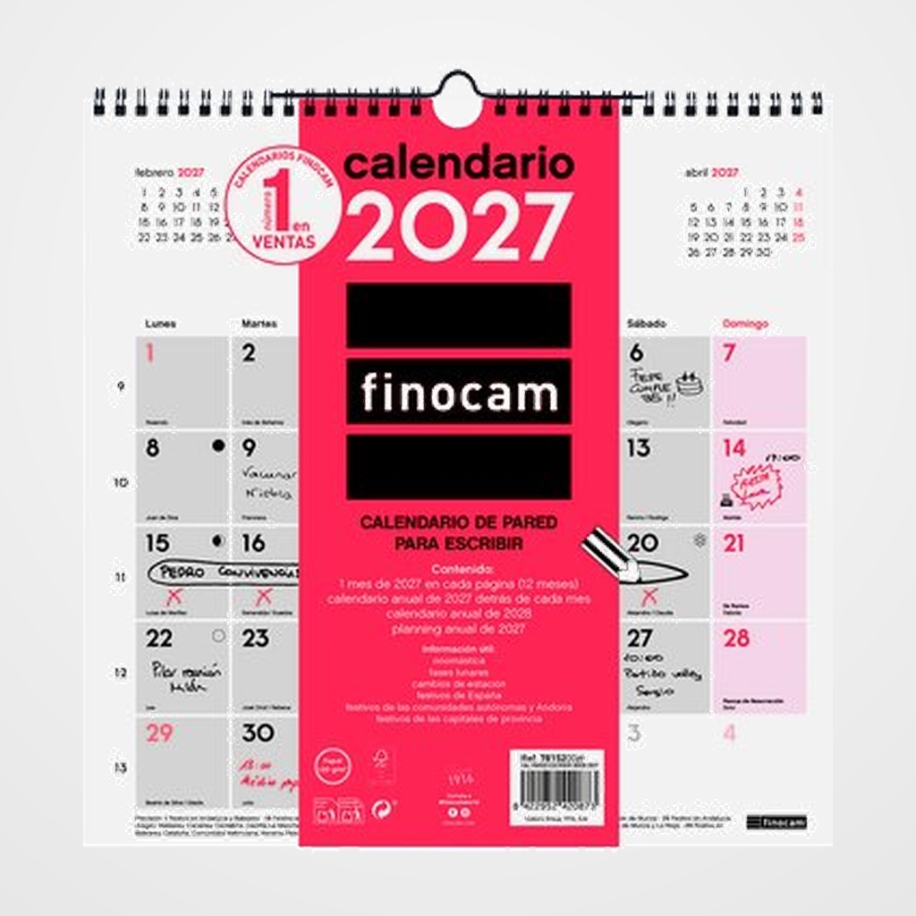 CALENDARIO (2027) FINOCAM PARED MENSUAL PARA ESCRIBIR 300x300