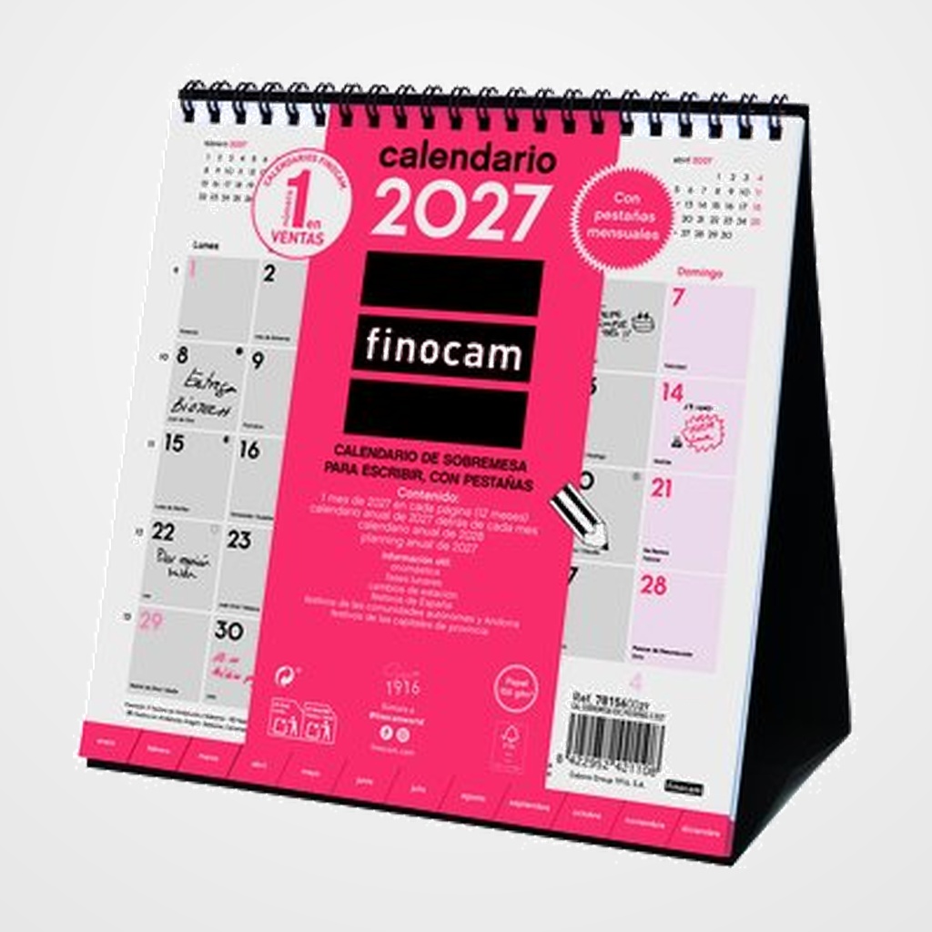 CALENDARIO (2027) FINOCAM SOBREMESA PESTAÑAS MENSUAL PARA ESCRIBIR S 190x190