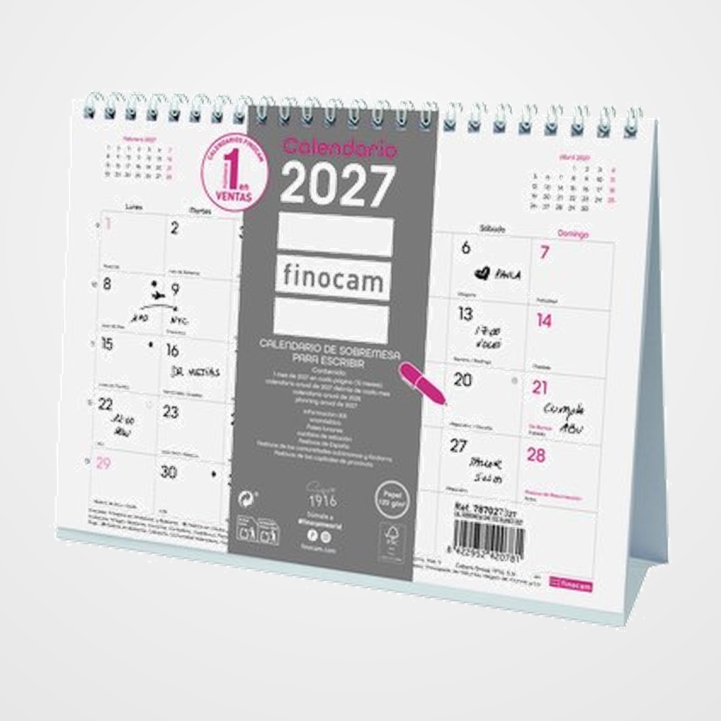 CALENDARIO (2027) FINOCAM SOBREMESA TRIANGULAR CHIC MENSUAL PARA ESCRIBIR S 210x150 BLANCO