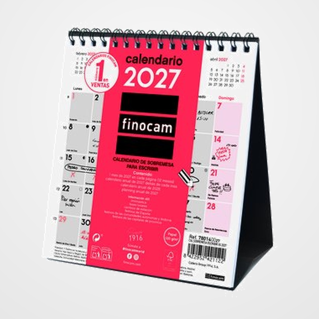 CALENDARIO (2027) FINOCAM SOBREMESA TRIANGULAR MENSUAL PARA ESCRIBIR XS 140x150