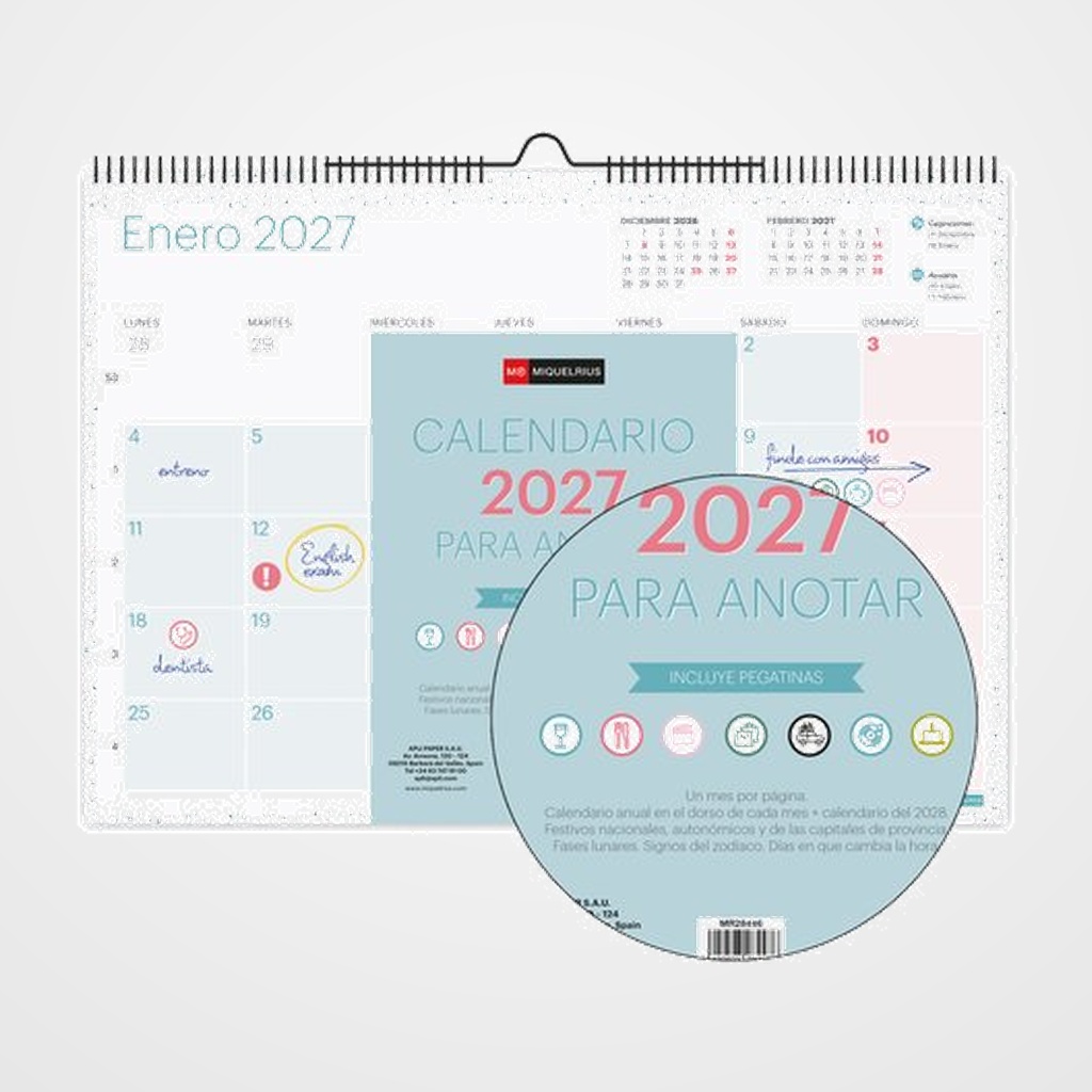 CALENDARIO (2027) MIQUELRIUS PARED TRENDS LOVELY MENSUAL PARA ESCRIBIR A3 420x296
